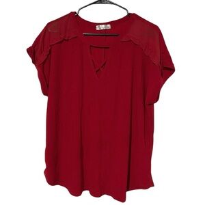 89th & Madison Red Frill Blouse Top